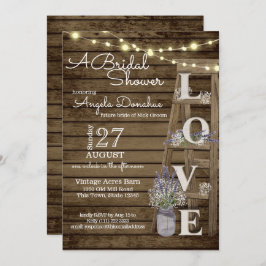 Vintage Wood Ladder Lavender Bridal Shower Einladung