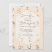 Vintage Woodland Baby Animes Geburtstag Einladung (Vorderseite)