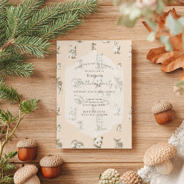 Vintage Woodland Baby Animes Geburtstag Einladung