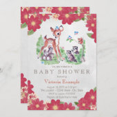 Vintage Woodland Babydusche Einladung (Vorne/Hinten)