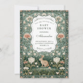 Vintage Woodland Bunny Floral Baby Shower Einladung (Vorderseite)