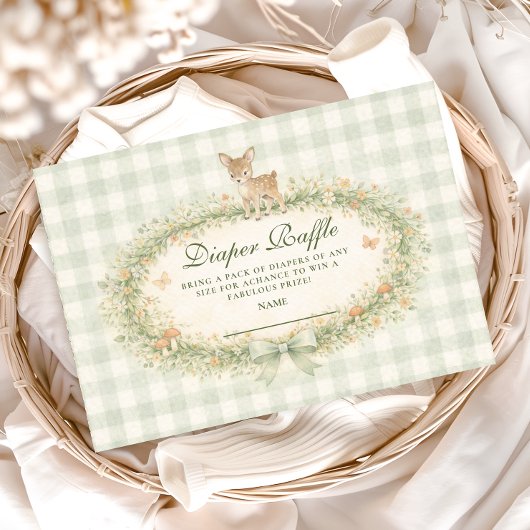Vintage Woodland Deer Diapper Raffle Begleitkarte