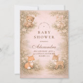 Vintage Woodland Forest Animals Baby Shower Einladung (Vorderseite)