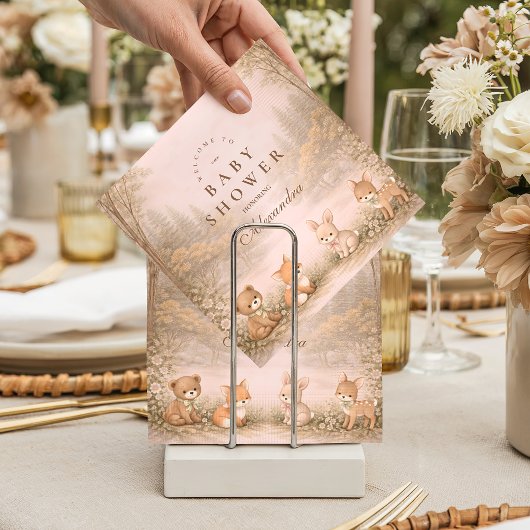 Vintage Woodland Forest Animals Baby Shower Serviette