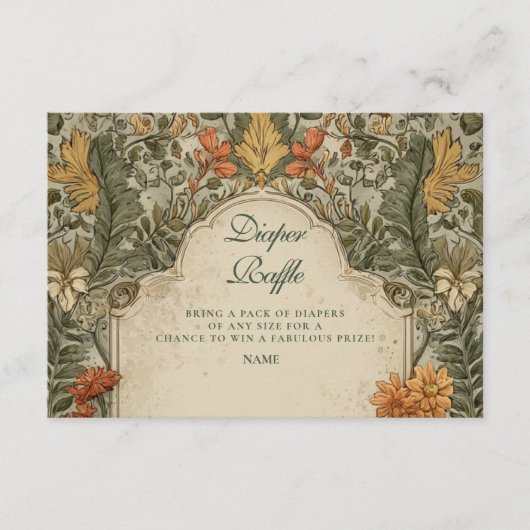 Vintage Woodland Mushroom Diapper Raffle Begleitkarte (Vorderseite)