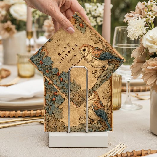 Vintage Woodland Owl Baby Shower Serviette