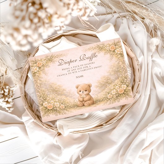 Vintage Woodland Teddy Diapper Raffle  Begleitkarte