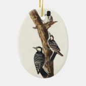 Vintage Woodpeckers Birds Classic Bilder Keramik Ornament (Hinten)