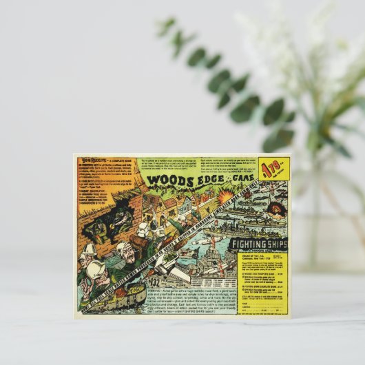 Vintage Woods Edge Game AdCard Postkarte (Stehend Vorderseite)