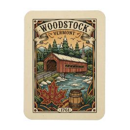 Vintage Woodstock Vermont Travel Magnet
