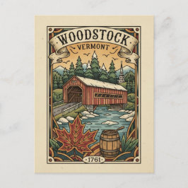 Vintage Woodstock Vermont Travel Postkarte