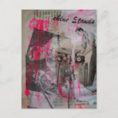 Vintage Working Men Hot Pink Postkarte (Vorderseite)