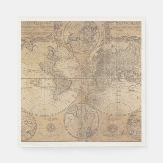 Vintage World Map Baby Showkollektion Napkin Serviette (Vorderseite)