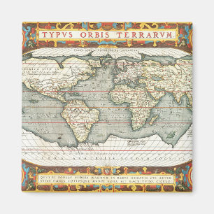 Vintage World Map by Abraham Ortelius 1587-1595 Magnet