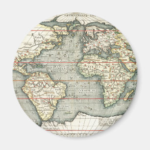Vintage World Map by Abraham Ortelius 1587-1595 Magnet