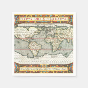 Vintage World Map by Abraham Ortelius 1587-1595 Serviette