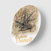 Vintage World Map Runde Wanduhr (Winkel)