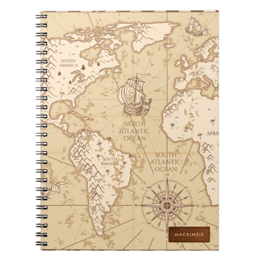 Vintage World Map with Name Notizblock (Vorderseite)