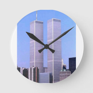 Vintage World Trade Center Zwillingstürme NYC Post Runde Wanduhr