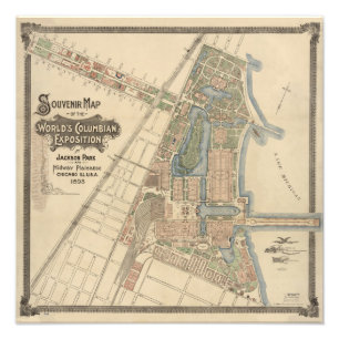Vintage Worldsfair Chicago Souvenirkarte, 1893 Fotodruck