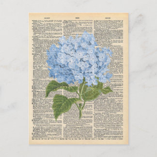 Vintage-Wörterbuch-Kunst Sanfte blaue Lilien Postkarte