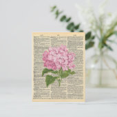 Vintage Wörterbuchkunst Soft Pink Lilac-Blume Postkarte (Stehend Vorderseite)
