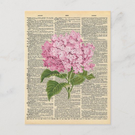 Vintage Wörterbuchkunst Soft Pink Lilac-Blume Postkarte (Vorderseite)