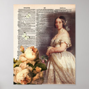 Vintage Wörterbuchseite und Königin Victoria Poster