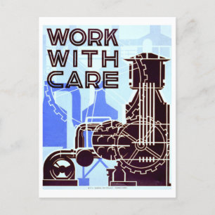Vintage-WPA-"Arbeiten Sie mit Sorgfalt"-Poster-Pos Postkarte