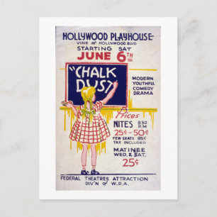 Vintage WPA Federal Theatre Project Hollywood-Play Postkarte