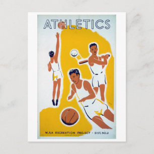 Vintage-WPA-Leichtathletik-Basketball-Baseball Postkarte