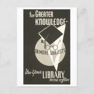 Vintage-WPA-Plakat "Benutzen Sie Ihre Bibliothek ö Postkarte
