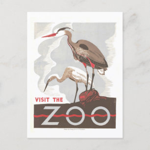 Vintage-WPA-Plakat: "Besuchen Sie den Zoo" Postkarte
