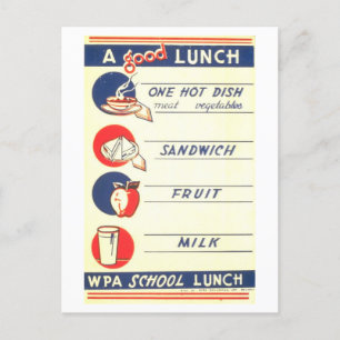 Vintage-WPA-Plakat "Ein gutes Mittagessen" Ernähru Postkarte