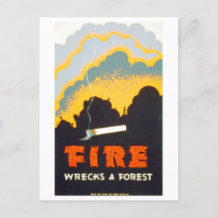 Vintage-WPA-Plakat: "Feuer verwüstet einen Wald" Postkarte