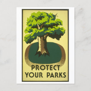Vintage-WPA-Plakat "Schützen Sie Ihre Parks" Postkarte
