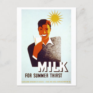 Vintage WPA-Plakatmilch für den Sommermonat Postkarte