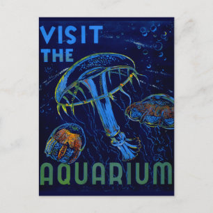 Vintage-WPA-Poster Besuchen Sie das Aquarium Postkarte