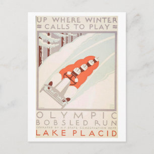 Vintage-WPA-Poster Lake Placid Postkarte
