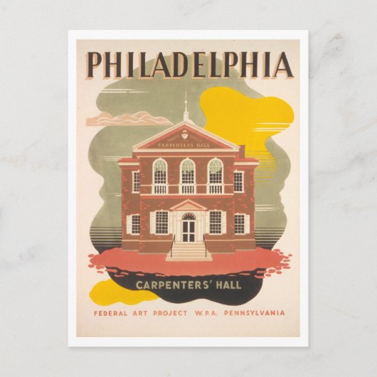 Vintage WPA Poster Philadelphia Carpenters Hall Postkarte (Vorderseite)