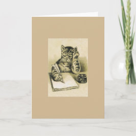 Vintage Writer Cat Note Card Karte