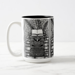 Vintage Writer's Thema 3 Ausmalen Zweifarbige Tasse