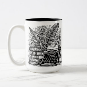 Vintage Writer's Theme 2 Ausmalen Zweifarbige Tasse