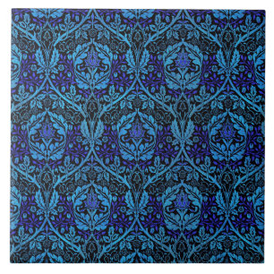 Vintage wunderschönes blaues Art Nouveau-Muster Fliese