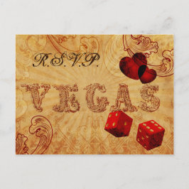 Vintage Würfel Vegas Hochzeit rsvp Einladungspostkarte