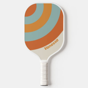 Vintage Wüste Blume Streifen mit Namen Pickleball Schläger