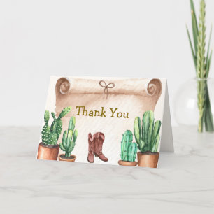 Vintage Wüste Cactus Cowboy Boots Baby Shower Dankeskarte
