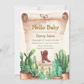 Vintage Wüste Cactus Cowboy Boots Baby Shower Einladung (Vorderseite)