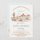 Vintage Wüste Western Kleine Cowboy Babydusche Einladung (Vorne/Hinten)