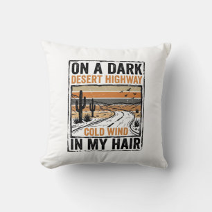 Vintage-Wüsten-Highway-Wind-Grafik-T-Shirt-Design Kissen